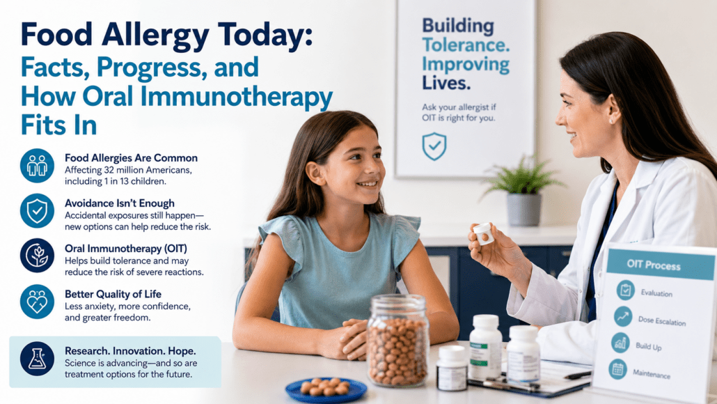 Child with food allergies meeting with an allergist to discuss Oral Immunotherapy treatment