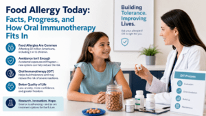 Child with food allergies meeting with an allergist to discuss Oral Immunotherapy treatment