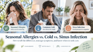 Seasonal allergies vs cold vs sinus infection symptoms and differences
